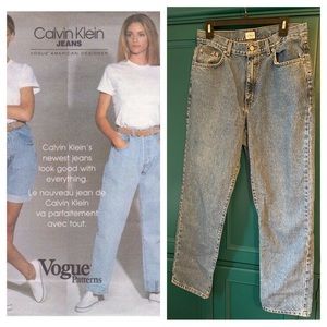 Vintage Calvin Klein jeans cotton high waist straight leg 90s style Y2K
